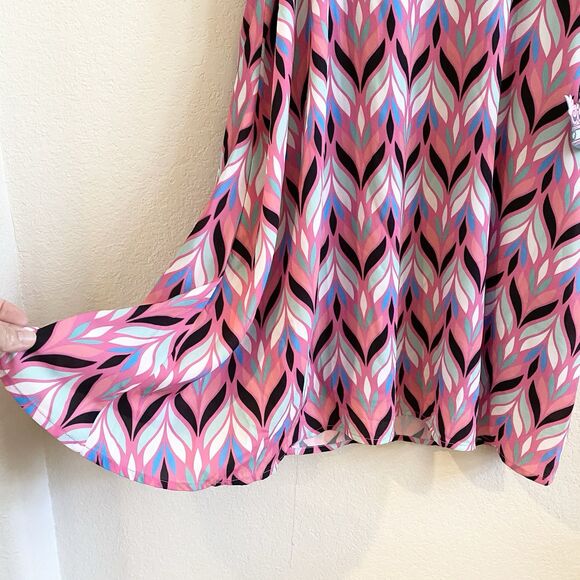 New Jadelynn Brooke L Women's Colorful Pink Print Cami Mini Swing Trapeze Dress - Picture 2 of 12